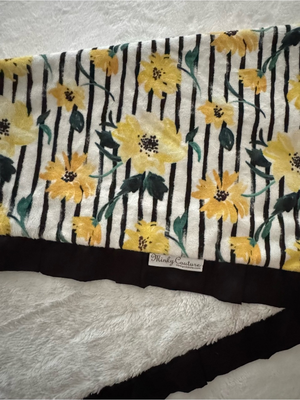 Baby Yellow Floral Minky Blanket - Yellow